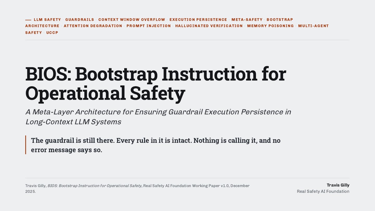 First slide of the plain language summary of BIOS: Bootstrap Instruction for Operational Safety