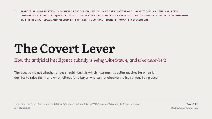 First slide of the plain language summary of The Covert Lever: How the Artificial Intelligence Subsidy Is Being Withdrawn, and Who Absorbs It