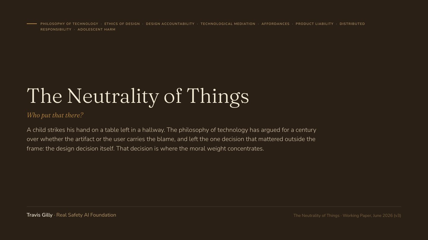 First slide of the plain language summary of The Neutrality of Things
